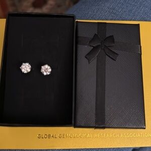 Moissanite Stud Earrings 1 ct Sterling Silver 6.5 mm